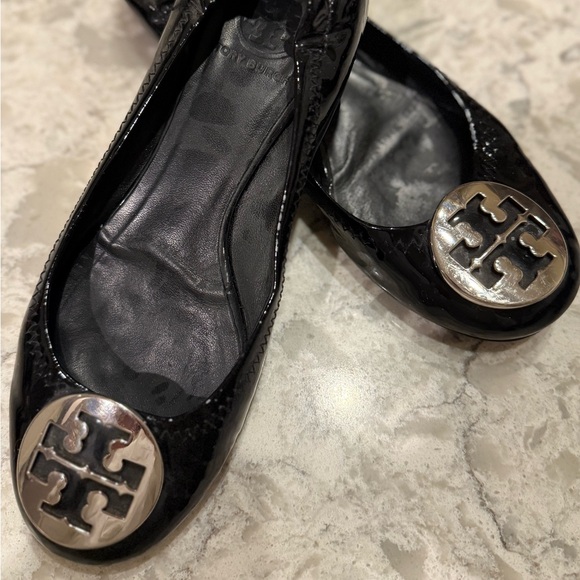 Tory Burch Shoes - Tory Burch Reva Flats – Black Patent Leather – Good Condition